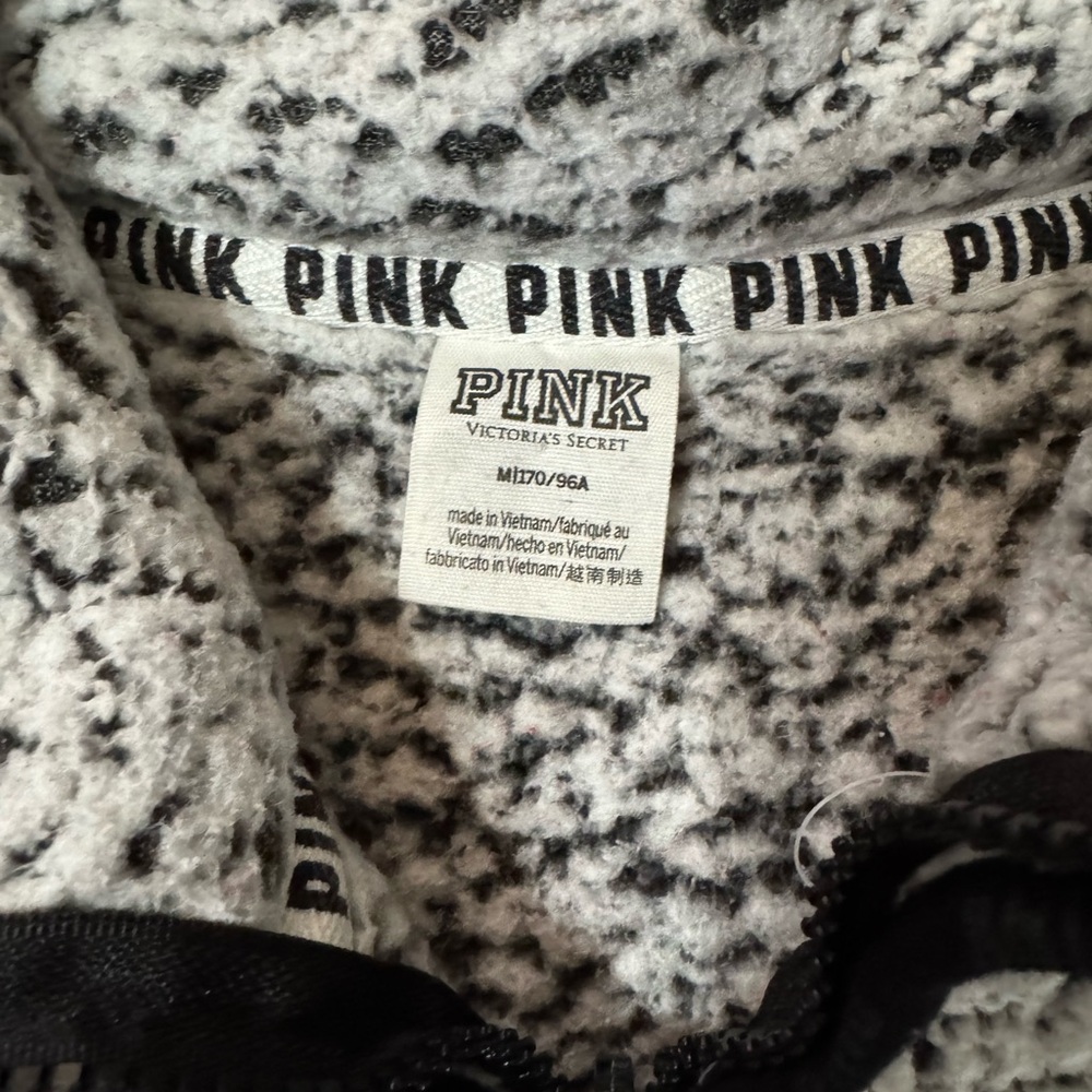 Womens Victoria’s Secret PINK Sherpa Quarter-Zip Pullover – Frosted Gray Medium - Picture 4 of 7